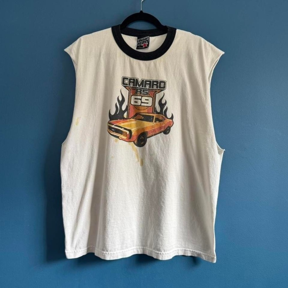 Vintage 2004 Camaro Muscle Tee Men's Size XL Top Heavy Flame Thrashed Punk Emo